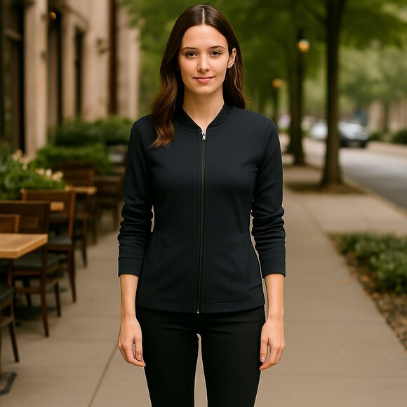Lucy black full Zip Yoga Activewear Athleisure Jacket Size Med - Picture 2 of 8